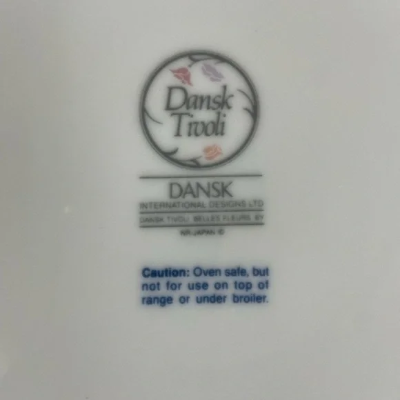 DANSK Tivoli Belles Fleurs Grey Round Soufflé Casserole Baking Dish EXCELLENT - Picture 4 of 7